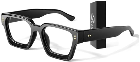 Sunier Montatura Occhiali da Vista Finti Donna Quadrati Spessa OverSize Uomo Accessori lenti trasparenti 100% Protezione UV