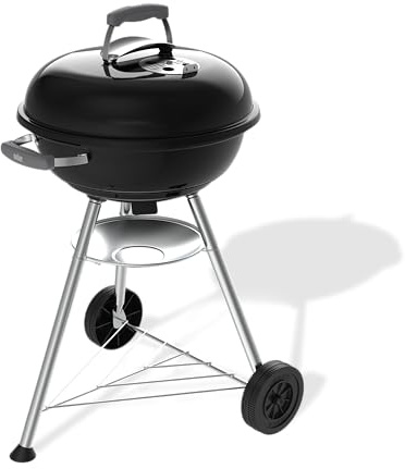 Weber Compact Kettle barbecue à charbon (version 2026) / trépied avec roulettes, conception résistante à la chaleur et à la corrosion, grille chromée à trois niveaux, 47 cm, noir