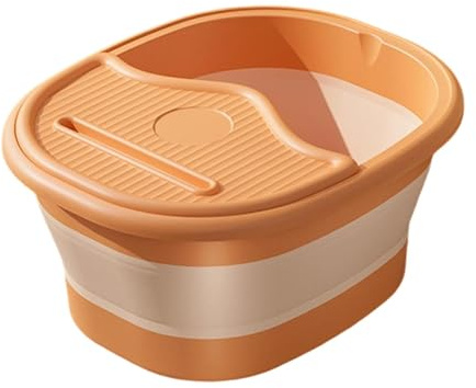predolo Baignoire pliable pour les pieds, seau de lavage, peu encombrant, avec points de massage, idéale pour la chambre, le camping, les et la, Orange