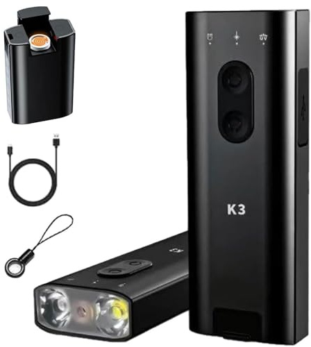 xitoio K3 UltramultiEDC nyckelverktyg, 800 lumen mini-ficklampa, USB-C-uppladdningsbar, vattentålig ficklampa med hattklämma, bärbar EDC-ficklampa för utomhuscamping vandring och nödsituationer
