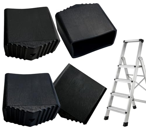 Yaxloi 4 Pezzi Piedini Scala Alluminio, Piedini in Gomma per Scala | Gommini per Alluminio, Adatto per con Tubi Quadrati da 2x4 Cm, Antiscivolo per Situazioni di Accesso in Quota