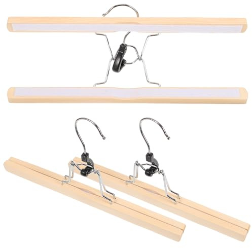 Grucce per Pantaloni Pinze in Legno Massello 3 Pezzi per Armadio | Salvaspazio, Struttura Robusta, Finitura Naturale, Clip a Gonne, Uso in Guardaroba, Design Semplice, Pratico