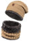 Indicode Herren Siracusa Winter-Set Mütze & Schal | Strick Wintermütze Winterschal Beige, One Size