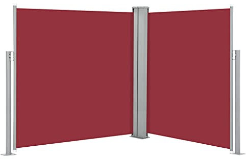 Susany Utdragbar sidmarkis stående markis UV- och vattentät sidorullgardin balkong terrass och trädgård vindskydd och insynsskydd terrass sidorullgardin dubbelsidig markis röd 160 x 600 cm