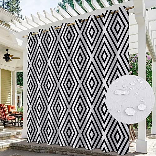 EMDPBD Wetterfest Outdoor Vorhänge UV Schutz Outdoor Vorhang mit Ösen, Winddicht Blickdicht Vorhang Innen und Außen Gardinen für Garten Hof Balkon, 1 Stück,Gitter7-B120xH150cm