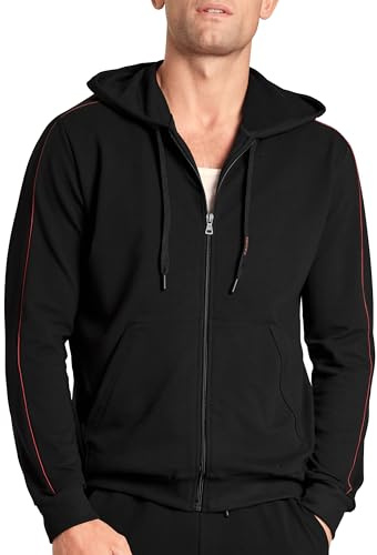 CALIDA Remix Basic Lounge Veste à Capuche Homme, Fermeture éclair Continue et Poches latérales