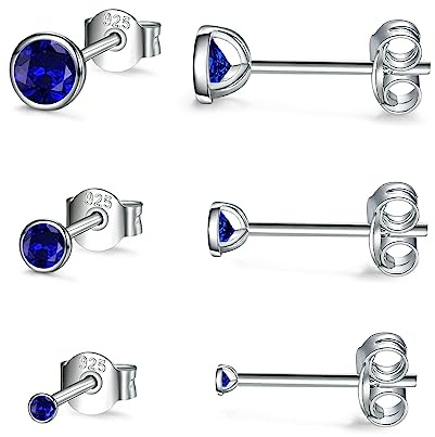 Damen Ohrstecker Silber 925-3 Paar Klein Sterling Silber Ohrstecker Ohrringe Set mit Zirkonia Knorpel Funkelnd Unendlichkeit Ohrstecker Schmuck für Oktoberfest Damen Herren Geschenke 2/3/4mm
