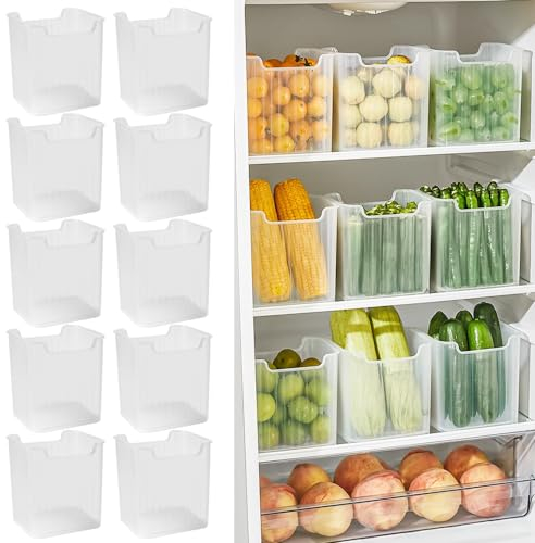 CAREDGO Cajones para Verduras y Frutas para Frigorífico, 10 Cajas Organizadoras para Nevera de Plástico Transparente de 11 x 9 x 12,5 cm Envases para Frutas y Verduras en Cajones o Puerta de Nevera