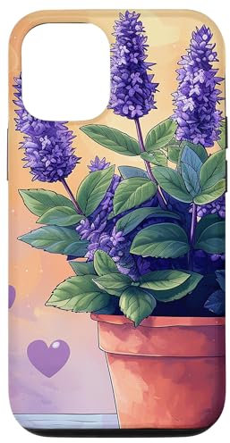 iPhone 15 Anise Hyssop Plant In Pot Cottagecore Boho Hearts Graphic Case