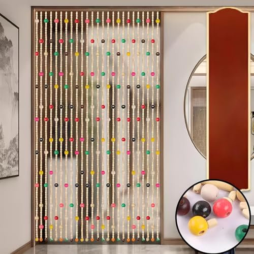 Eiauiuo Innen Bambus Perlenvorhang Raumteiler Fadenvorhang Dekorativer Türvorhang Verschiedene Größen Farbiger Perlenvorhang Gegen Fliegen Belüftung für Wohnzimmer Schlafzimmer Tür und Fenster Vorhang