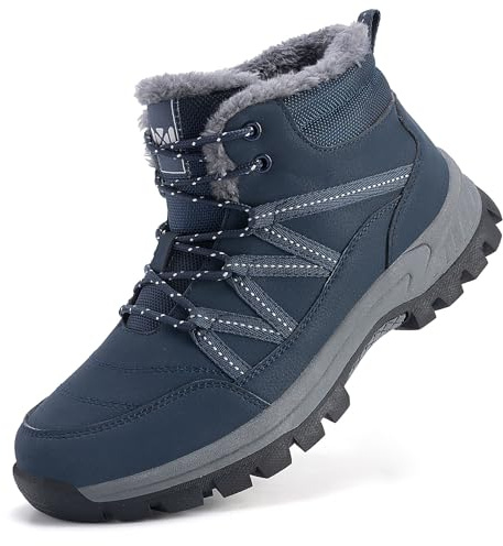 ZHNSHM Schneestiefel für Herren warm bequem Winterstiefel rutschfest verschleißfest Wanderstiefel Outdoor-Wanderstiefel blau