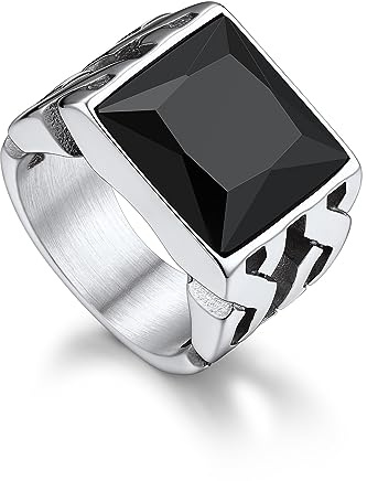 Bandmax Anillo 67 Grande Dedo Hombre Anillo Negro Sello Tamano 67 Acero Inoxidable Impermeable Estilo Motociclista