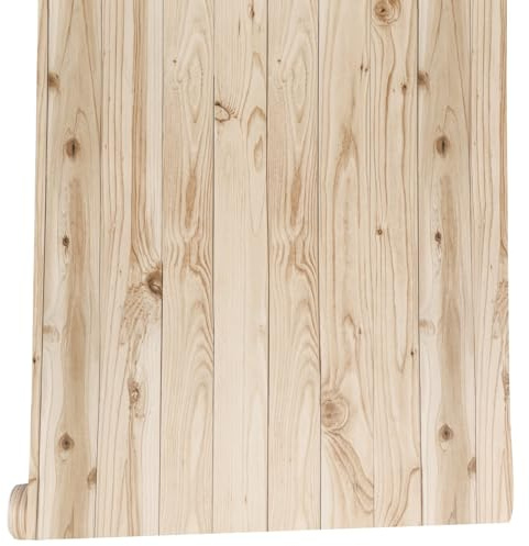 Arthome Auto Adhésif Papier Peint Marron Bois,40cmx6m Naturel Bois Grain rayé Rustique Autocollant Film Amovible Imperméable Vinyle Papier peint pour meubles