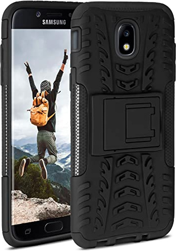 ONEFLOW Tank Case für Samsung Galaxy J5 (2017) Hülle Outdoor, stabile Panzerhülle mit Kamera und Display Schutz, sichere Handyhülle, TPU Handy Schutzhülle mit Ständer, Schwarz