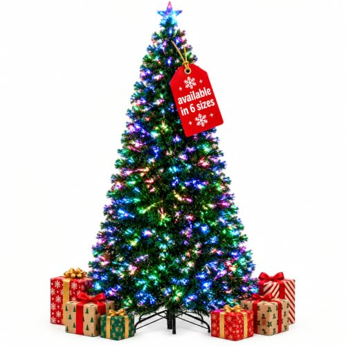 New Christmas Tree X-Mas Tree Fiber Optic Color Changing Multi Colour Led Lights With Star Free Standing Indoor Tree Lights XMAS Gift (2 FT)