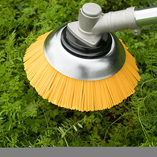 Tuzsocr Spazzola per erbacce da giardino da 20,3 cm, testa in filo di nylon, spazzola per erbacce da giardino per tosaerba, erba in angolo, muschio (giallo).