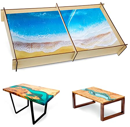 Große Harzformen Silikon, 24 x 11,8 rechteckige Epoxidharzformen, Tablett Epoxidform Silikon mit Holzrahmen für Charcuterie Board, Flussharz-Couchtisch, DIY-Kunst, Heimdekoration…
