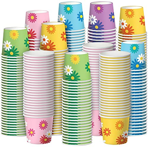 Nuenen 500 Pezzi Bicchieri di Carta da 3 Once Tazze da Bagno Usa e Getta Tazza per Collutorio Mini Tazzina da Caffè Espresso Bevanda Calda o Fredda Piccole Tazze per Acqua (Stile Fiore)