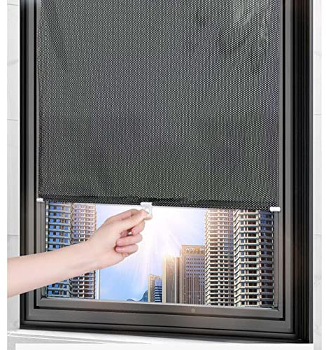 Saugnäpfen-Fensterabdunklung,Einstellbare Verdunkelungsvorhänge Jalousien,Licht filternde Rollos,für Haus & Büro,Küche,Bad,Auto,Verdunklungsrollo ( Schwarz Polka Dot),W40cm*L60cm(W15.7in*L23.6in)