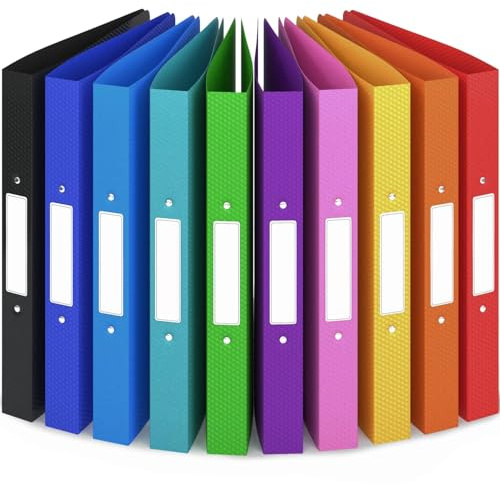 ACROPAQ - 10 x Ring Binder A4 - with 2 Rings 30mm, Upto 100 Pages, Spine Width 3.5cm, Rainbow, 'Nature' Color Collection - Plastic Folders, Folders for Paperwork A4