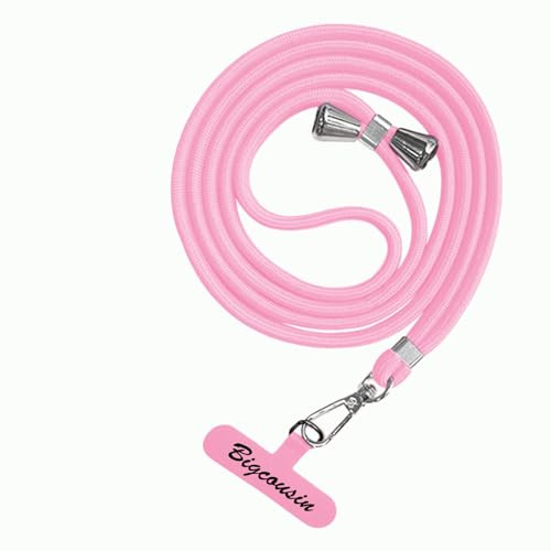Bigcousin Universale Handykette,Handyband passend für Standard Handyhülle,Kette zum Umhängen mit Pad Handy Lanyard,verstellbar und abnehmbar,Pink