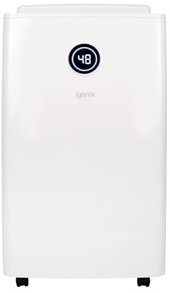 Igenix IGDH020W 20L/Day Dehumidifier for Mould Removal & Drying Clothes, Removes 20 Litres Moisture, Damp, Mould in Home, Kitchen, Bedroom, Caravan, Office, Garage or Bathroom