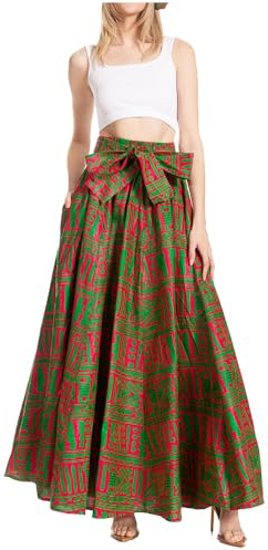 Sakkas 16317-2 - Asma Second Convertible Traditional Wax Print Adjustable Strap Maxi Skirt - 250 - OS