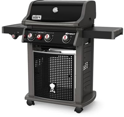 Weber Spirit E-330 GBS Classic Barbecue à gaz, 3 brûleurs + réchaud latéral + brûleur Sear Zone, Surface de Cuisson 60 x 46 cm, thermomètre de Couvercle, 4 Roues - Noir (1500134)