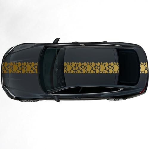 Kiwistar Viperstreifen glänzend - 30 x 400 cm Herzen Liebe - Gold Rennstreifen, Aufkleber, Rallystreifen - ohne Übertragungsfolie - Tuning - Viper - Racing - Zierstreifen