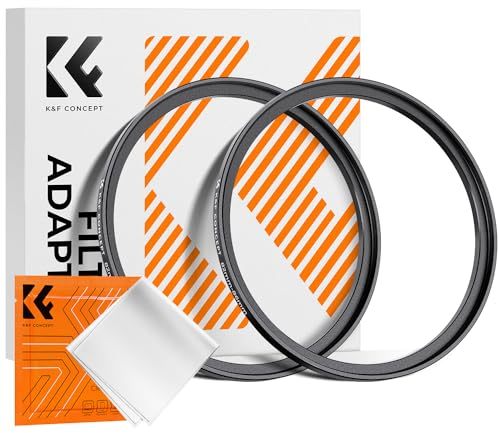 K&F Concept 2 pcs Filtro Anillos 52-82mm,Anillo Adaptador de Filtro Step-UP de Objetivo con Un Paño de Limpieza