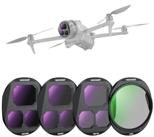 NEEWER CPL + ND Filter Set Compatible with DJI Mavic 4 Pro Drone (4 Pack), Screw On Circular Polarising ND16 ND64 ND256 Multicoated Optical Glass Neutral Density Lens Filter with Magnetic Storage Case