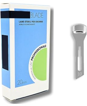 Lame sgorbie per pedicure professionali N° 10 conf. 20 pz, Rimuove calli, duroni e occhio di pernice, Lame Monouso in Acciaio Inox temprato, Sterili