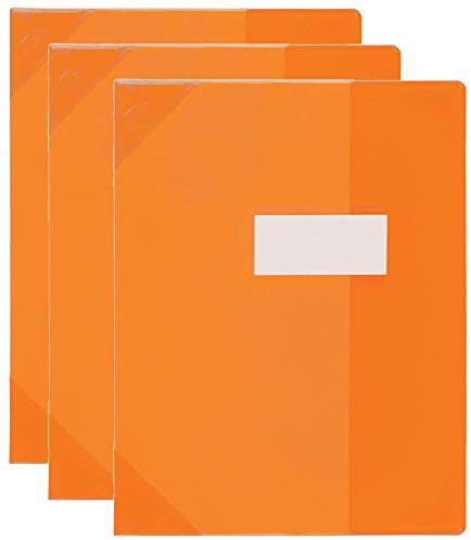 Elba Heftschoner aus PVC 150 Strong Line 17 x 22 cm, transparent, Orange, 3 Stück