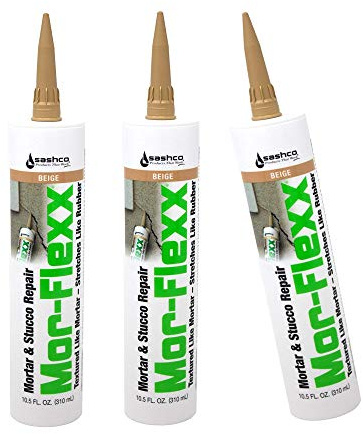 Sashco Mor-Flexx Mortar & Stucco Repair, Beige, 10.5 oz, 3 Pack