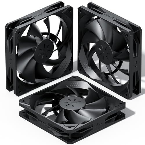 upHere 120mm Black Computer Case Fans 3-Pack,High Performance Cooling Low Noise 3-Pin Hydraulic Bearing Ultra Quiet Long Life Up to 40,000 Hours,Compatible with Desktop,NK12BK3-3