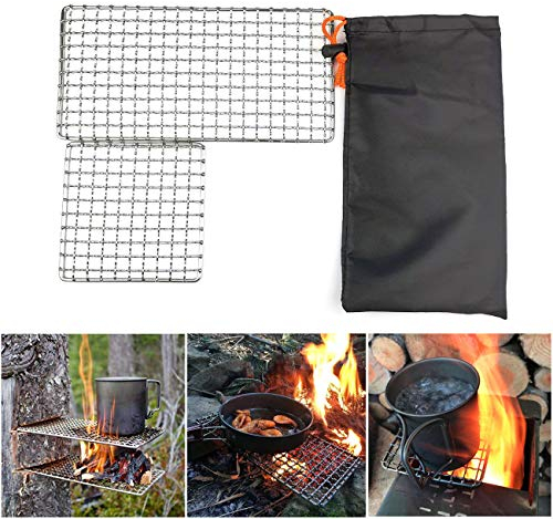 Rayeeley Bushcraft Set of 2 Stainless Steel Camping Grills BBQ Grill Backpacking