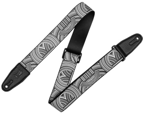 Levy's Leathers Tattoo Series Gitarrengurt aus Polyester | Breite 5 cm | Schwarz/Weiß/Tribal Design | (MP2TAT-002)