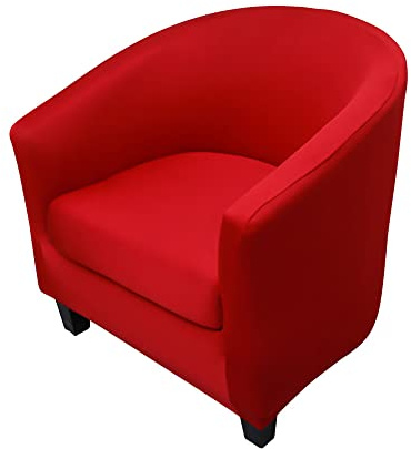 Highdi 2 Pezzi Copripoltrona 1 Posto Chesterfield Elasticizzato, Poltrona Club da Cocktail Antiscivolo Rimovibile Tub Chair Copripoltrona per Camera da Letto Bar (tinta unita - rosso)
