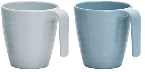 Melamin Camping Tassen 2 Stück stapelbar jeweils 325ml Blau Tasse Geschirr