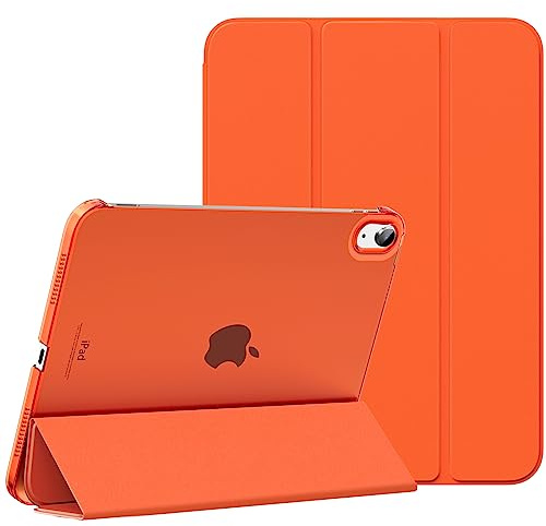 MoKo Hülle für iPad (A16) 11. Generation, iPad 10. Gen, Orange | Für iPad11/10.9 Zoll Hülle 2025/2022,Schlanke Stand Schutzhülle mit Hart PC Transluzenter Rückseite, Unterstützt Touch ID