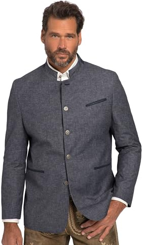JP 1880 Giacca Janker in tradizionale stile Tracht in misto lino con fodera abbinata, fino alla tg. 70 blu scuro 58 820556130-58