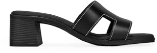 BOSANOVA Sandalias de Mujer Estilo Mule confeccionadas en Piel con tacón Efecto Madera. Sin Cierre. Calzado para Mujer Negro 36