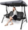 Swing Chair Canopy Replacement, 3 Seater Garden Hammock Top Cover - Waterproof Windproof Anti-UV Heavy Duty Rip Proof (Gray, 195cm×125cm×15cm)