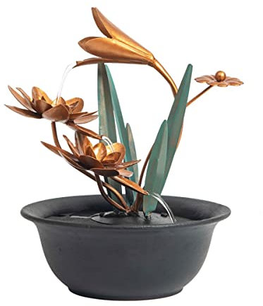 Fontana Cascata Rilassamento Fontana da Tavolo Fontana Cascata Indoor Water Lily Serenity Fountain Decorazione da Tavolo compatta e Leggera Decorazione Atmosfera Rilassante(B)