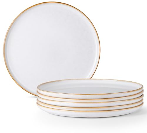 Onader Lot de 6 assiettes plates en grès (6, beige perle)