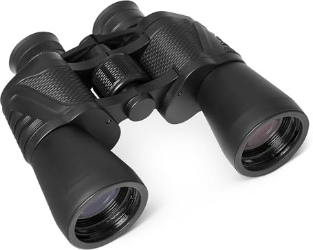 Amazon Basics Prismáticos de Alta Potencia de 7 x 50, Campo de Visión Amplio, Óptica FMC, Compatibles con Trípode, Negro, Paquete de 1