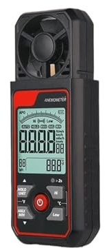 Anemómetro digital portátil, medidor de velocidad del viento, anemómetro de 30 m/s, pantalla LCD con sensación térmica. para jardín al aire libre