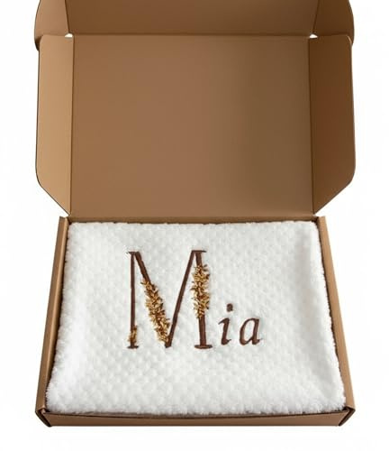 NLEYYAO Couverture Bébé Personnalisée brodée Prénom Initiales Fleurs- Idée Cadeau Original Toutes Occasions, Fille, Garçon