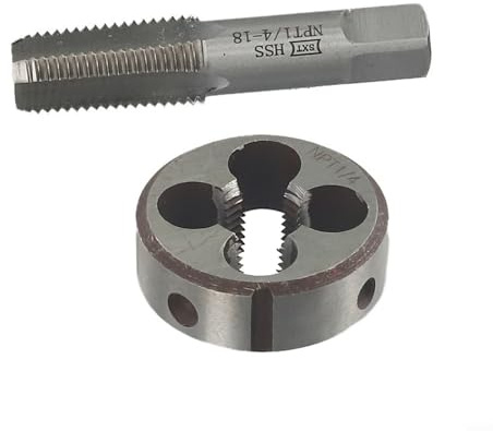 Jotekonoby 1/4-18 pour ensemble de tarauds et filières NPT, pour filetage de tuyaux HSS à droite pour la fabrication de métaux, équipement de coupe de filetage avec taraud et filière