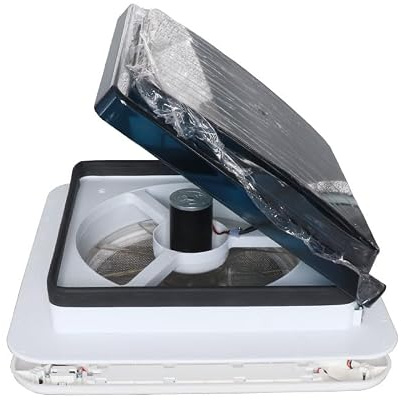 Ventilateur de toit réversible 12V pour camping-cars​–Ventilateur pour VR silencieux pour une ventilation permanente,convenant aux trappes de toit des caravanes,fourgons aménagés,remorques (36x36cm)
